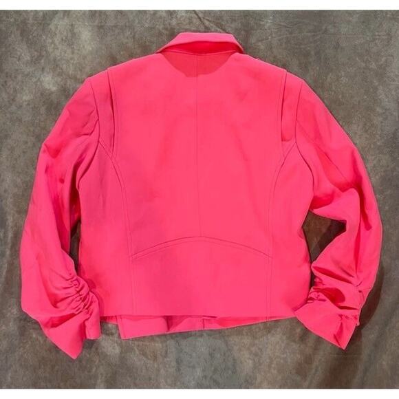 Generation Love Womens Colleen Crepe Moto Jacket Ruched Sleeves Pink Size 3 - Picture 2 of 6